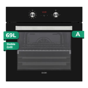 Forno multifunzione Svan 69L A 59,5cm 59,5cm 57,5cm 57,5cm Vetro nero Display touch 10P G.Telescopico