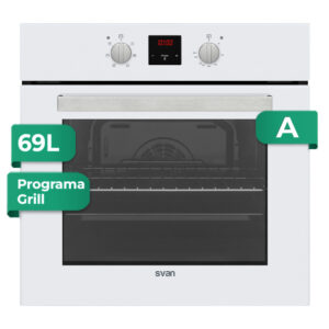 Svan Forno multifunzione 69L A 59,5cm 59,5cm 57,5cm 57,5cm Display in vetro bianco 6P Turbo