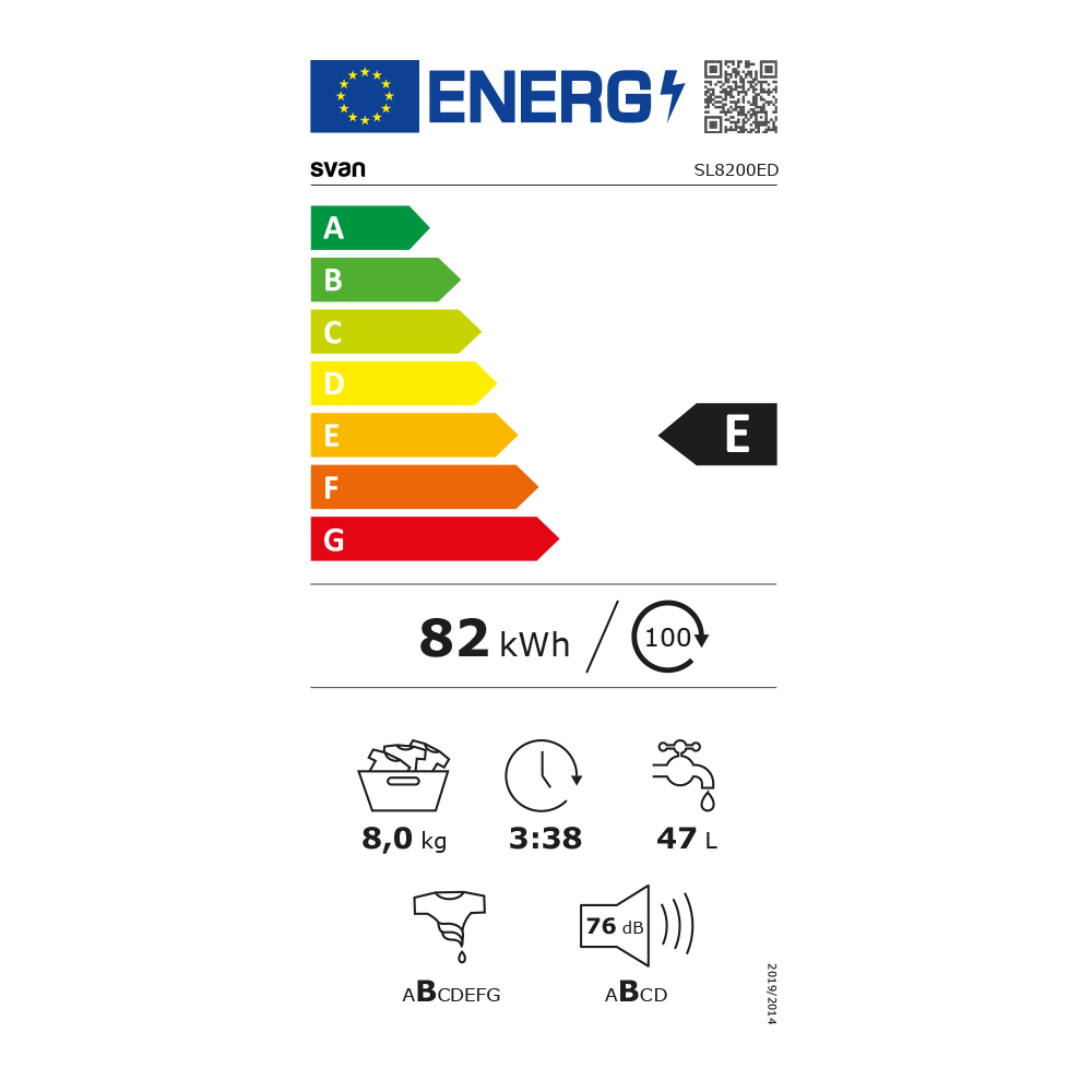 Lavadora Svan 8kg 1200rpm E 85cm 59,5cm 51cm Blanco Display T.Diamante - Imagen 3