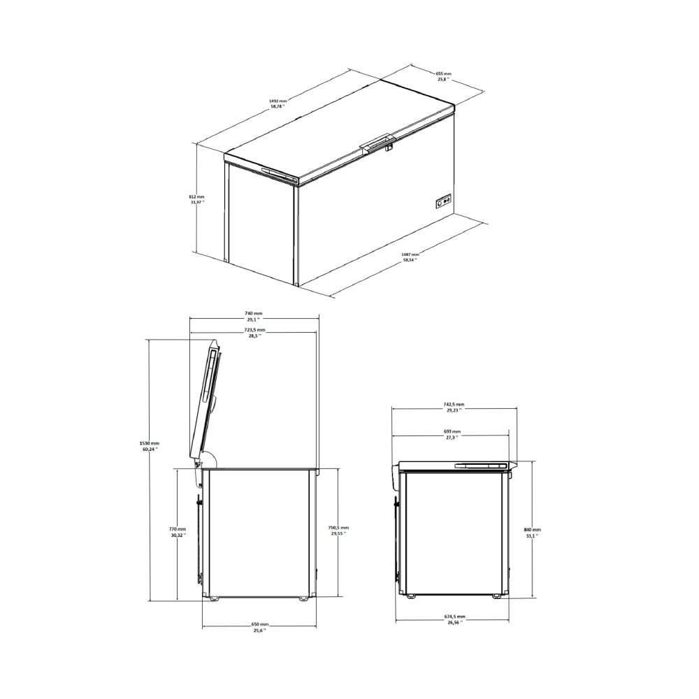 Congelador horizontal Svan Dual Cooling 454L C 84cm 149,2cm 74,3cm Blanco Display 2C – Image 7